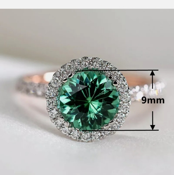 ☆☆New two tone s925 simulated emerald women Ring♡ - Picture 4 of 5
